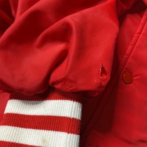 Vintage Dunbrooke Pla-Jac FS Seed Cooperative Wisconsin Red Satin Jacket Large - Picture 6 of 9